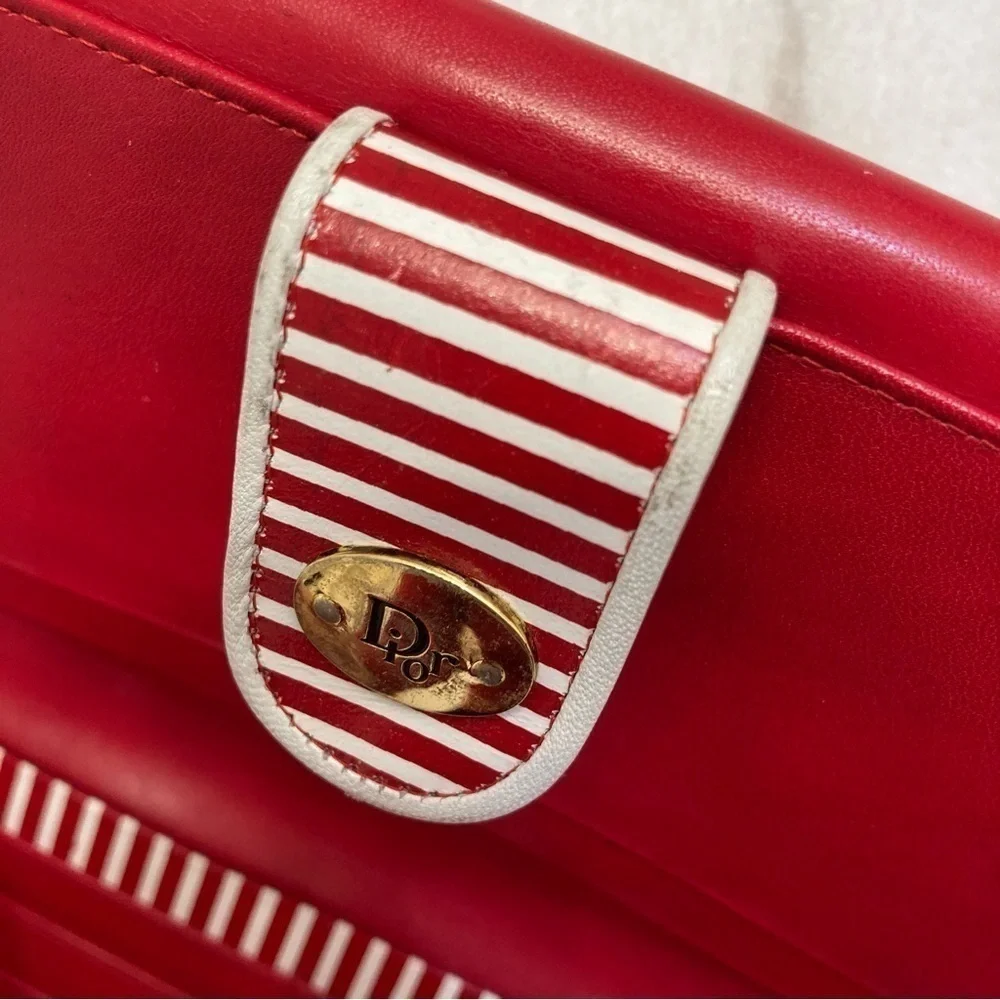 Dior vintage red and white leather wallet rare